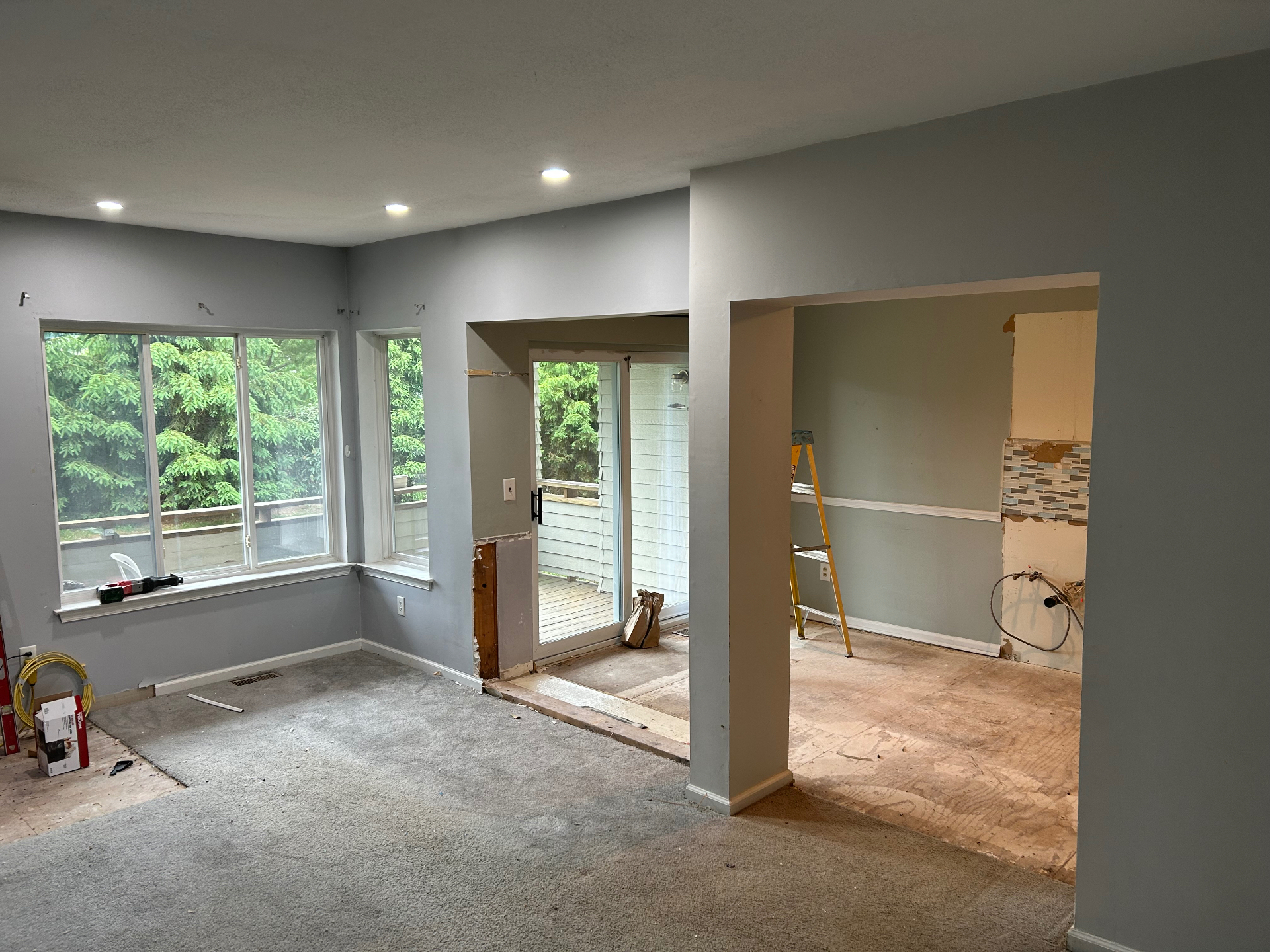 Large interior demo debris haul-away with room fully cleared in New Jersey — after